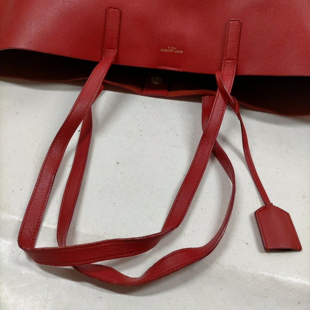 Auth Yves Saint Laurent Tote Bag Red Leather #61173Y40 - Picture 5 of 9
